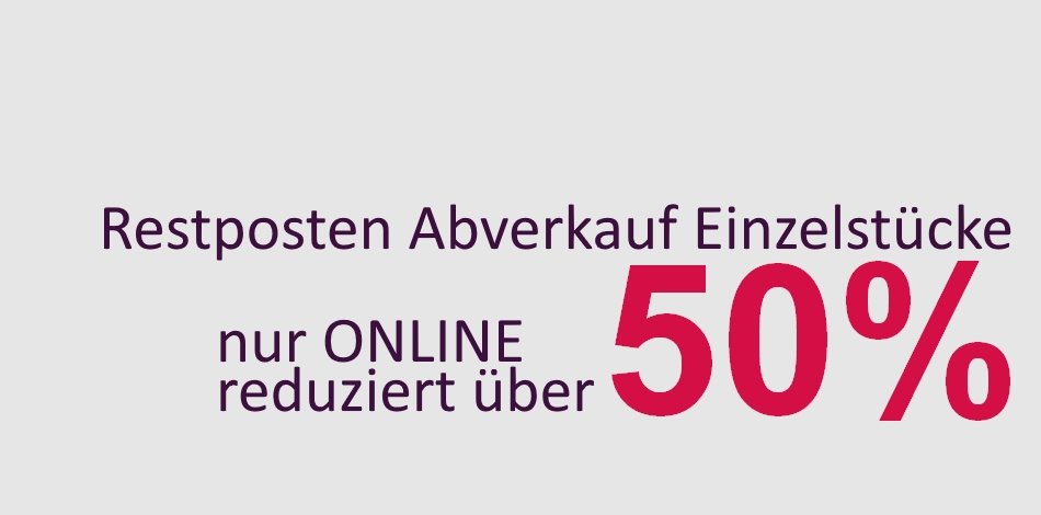 Restposten 50 Prozent Rabatt im Onlineshop